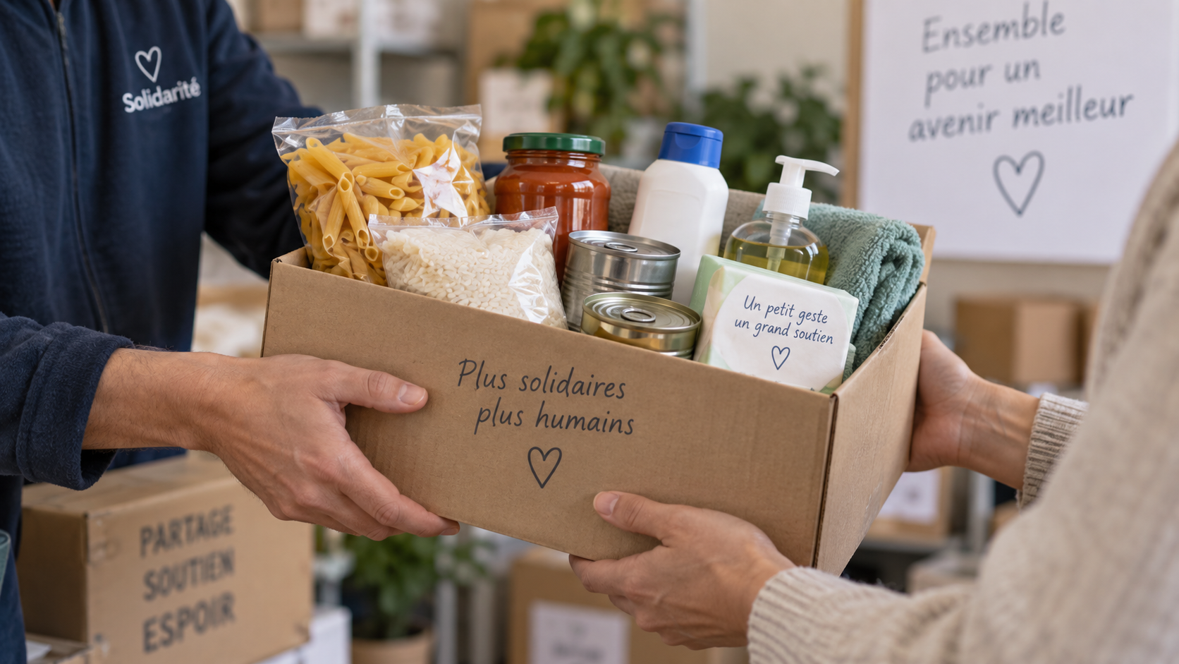 Remise d’un colis de produits alimentaires et d’hygiène
